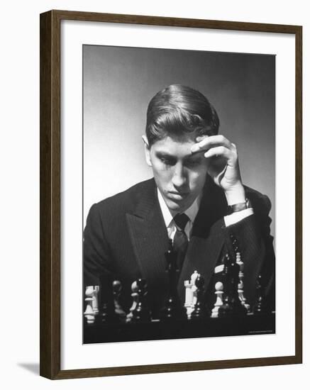 American Chess Champion Robert J. Fisher Playing a Match-Carl Mydans-Framed Premium Photographic Print