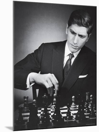 American Chess Champion Robert J. Fisher Playing a Match-Carl Mydans-Mounted Premium Photographic Print