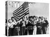 American Children of Japanese, German and Italian Heritage, Pledging Allegiance to the Flag-Dorothea Lange-Stretched Canvas