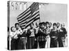 American Children of Japanese, German and Italian Heritage, Pledging Allegiance to the Flag-Dorothea Lange-Stretched Canvas