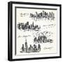 American Cities Skylines - Hand Drawn Set-canicula-Framed Art Print