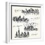 American Cities Skylines - Hand Drawn Set-canicula-Framed Art Print