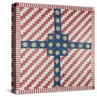 American Civil War Coverlet, Pieced and Quilted Calico, 1860-null-Stretched Canvas