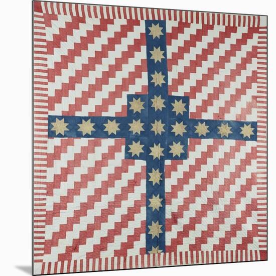 American Civil War Coverlet, Pieced and Quilted Calico, 1860-null-Mounted Giclee Print