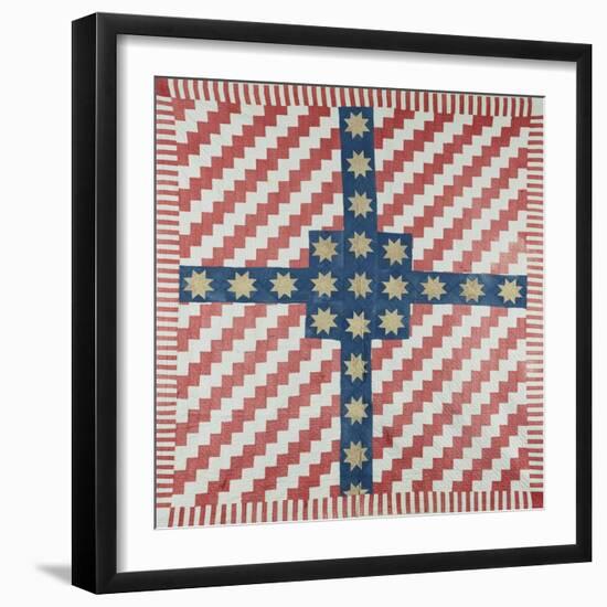 American Civil War Coverlet, Pieced and Quilted Calico, 1860-null-Framed Giclee Print