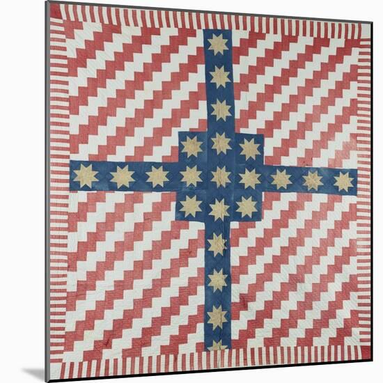 American Civil War Coverlet, Pieced and Quilted Calico, 1860-null-Mounted Giclee Print