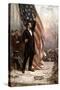 American Civil War Painting of President Abraham Lincoln Holding the American Flag-null-Stretched Canvas