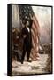 American Civil War Painting of President Abraham Lincoln Holding the American Flag-null-Framed Stretched Canvas