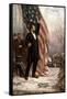 American Civil War Painting of President Abraham Lincoln Holding the American Flag-null-Framed Stretched Canvas