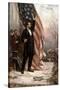 American Civil War Painting of President Abraham Lincoln Holding the American Flag-null-Stretched Canvas
