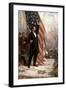 American Civil War Painting of President Abraham Lincoln Holding the American Flag-null-Framed Art Print