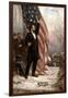 American Civil War Painting of President Abraham Lincoln Holding the American Flag-null-Framed Art Print