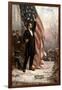 American Civil War Painting of President Abraham Lincoln Holding the American Flag-null-Framed Art Print