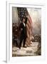 American Civil War Painting of President Abraham Lincoln Holding the American Flag-null-Framed Art Print