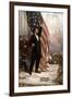 American Civil War Painting of President Abraham Lincoln Holding the American Flag-null-Framed Art Print