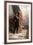 American Civil War Painting of President Abraham Lincoln Holding the American Flag-null-Framed Art Print