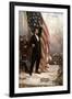 American Civil War Painting of President Abraham Lincoln Holding the American Flag-null-Framed Art Print