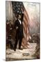 American Civil War Painting of President Abraham Lincoln Holding the American Flag-null-Mounted Art Print