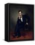 American Civil War Painting of President Abraham Lincoln Seated in a Chair-null-Framed Stretched Canvas