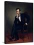 American Civil War Painting of President Abraham Lincoln Seated in a Chair-null-Stretched Canvas