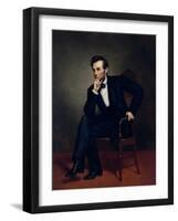 American Civil War Painting of President Abraham Lincoln Seated in a Chair-null-Framed Art Print