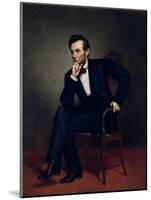 American Civil War Painting of President Abraham Lincoln Seated in a Chair-null-Mounted Art Print