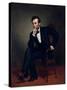American Civil War Painting of President Abraham Lincoln Seated in a Chair-null-Stretched Canvas