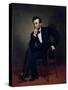 American Civil War Painting of President Abraham Lincoln Seated in a Chair-null-Stretched Canvas