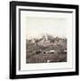 American Civil War: Three Horse-Drawn Covered Wagons in the Foreground. Soldiers Marching in Format-null-Framed Giclee Print