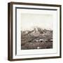 American Civil War: Three Horse-Drawn Covered Wagons in the Foreground. Soldiers Marching in Format-null-Framed Giclee Print