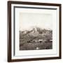 American Civil War: Three Horse-Drawn Covered Wagons in the Foreground. Soldiers Marching in Format-null-Framed Giclee Print