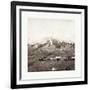 American Civil War: Three Horse-Drawn Covered Wagons in the Foreground. Soldiers Marching in Format-null-Framed Giclee Print