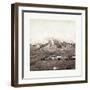 American Civil War: Three Horse-Drawn Covered Wagons in the Foreground. Soldiers Marching in Format-null-Framed Premium Giclee Print