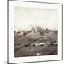 American Civil War: Three Horse-Drawn Covered Wagons in the Foreground. Soldiers Marching in Format-null-Mounted Premium Giclee Print