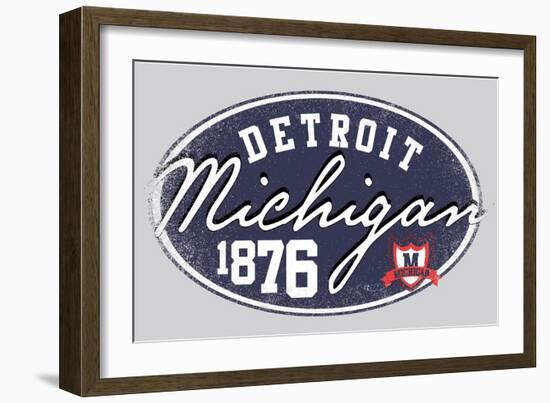 American College Michigan Graphic Man Tshirt Vector Design-emeget-Framed Art Print