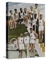 American Contestants Pose and Smile at the Side of the Swimming Pool-null-Stretched Canvas