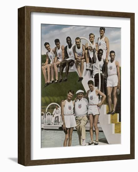 American Contestants Pose and Smile at the Side of the Swimming Pool-null-Framed Photographic Print