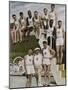 American Contestants Pose and Smile at the Side of the Swimming Pool-null-Mounted Photographic Print