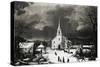 American Country Church in Winter-null-Stretched Canvas