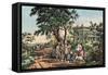 American Country Life - October Afternoon, 1855-Currier & Ives-Framed Stretched Canvas