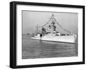 American Cruiser Uss Indianapolis Taken at Anniversary of Statue of Liberty-null-Framed Photographic Print