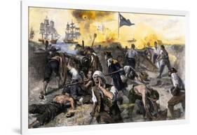 American Defense of Fort Moultrie on Sullivan's Island, Charleston Sc, 1776-null-Framed Giclee Print