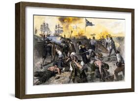 American Defense of Fort Moultrie on Sullivan's Island, Charleston Sc, 1776-null-Framed Giclee Print
