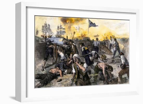 American Defense of Fort Moultrie on Sullivan's Island, Charleston Sc, 1776-null-Framed Giclee Print