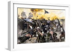 American Defense of Fort Moultrie on Sullivan's Island, Charleston Sc, 1776-null-Framed Giclee Print