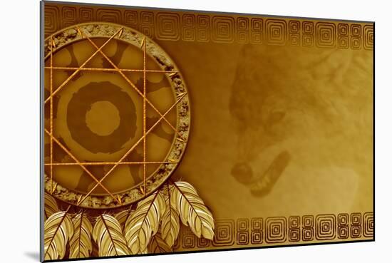 American Dreamcatcher With Wolf-Sateda-Mounted Premium Giclee Print