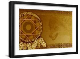 American Dreamcatcher With Wolf-Sateda-Framed Art Print