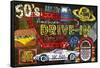 American Drivers License Plate Art Collage-Design Turnpike-Framed Stretched Canvas