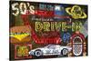 American Drivers License Plate Art Collage-Design Turnpike-Stretched Canvas