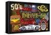 American Drivers License Plate Art Collage-Design Turnpike-Framed Stretched Canvas